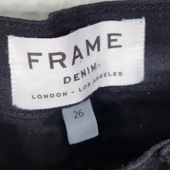 Frame Le Color Ripped Jeans In Film Noir - Picture 4 of 7